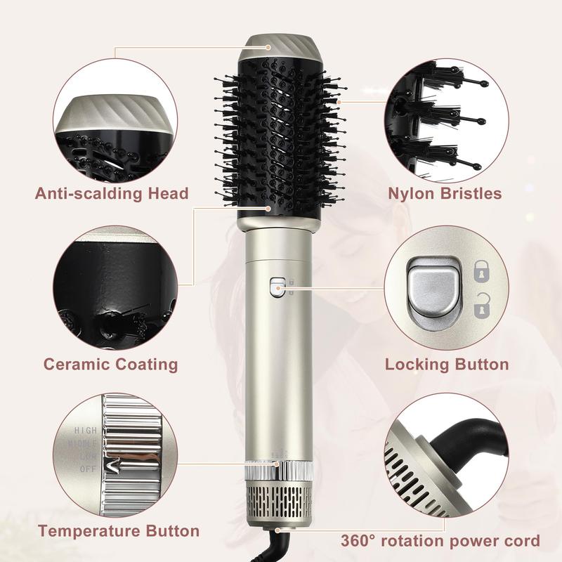 6 in 1 Hair Styler Hair Dryer Brush,Hair Styling Tools for Women,Detachable Hair Dryer Styler Volumizer Hair Straightener Comb Blow Dryer Electric Curling Wand Set,Air Hair Curlers & Round Curling Brush & Smoothing Brush, Blow Dryer Brush Curlers