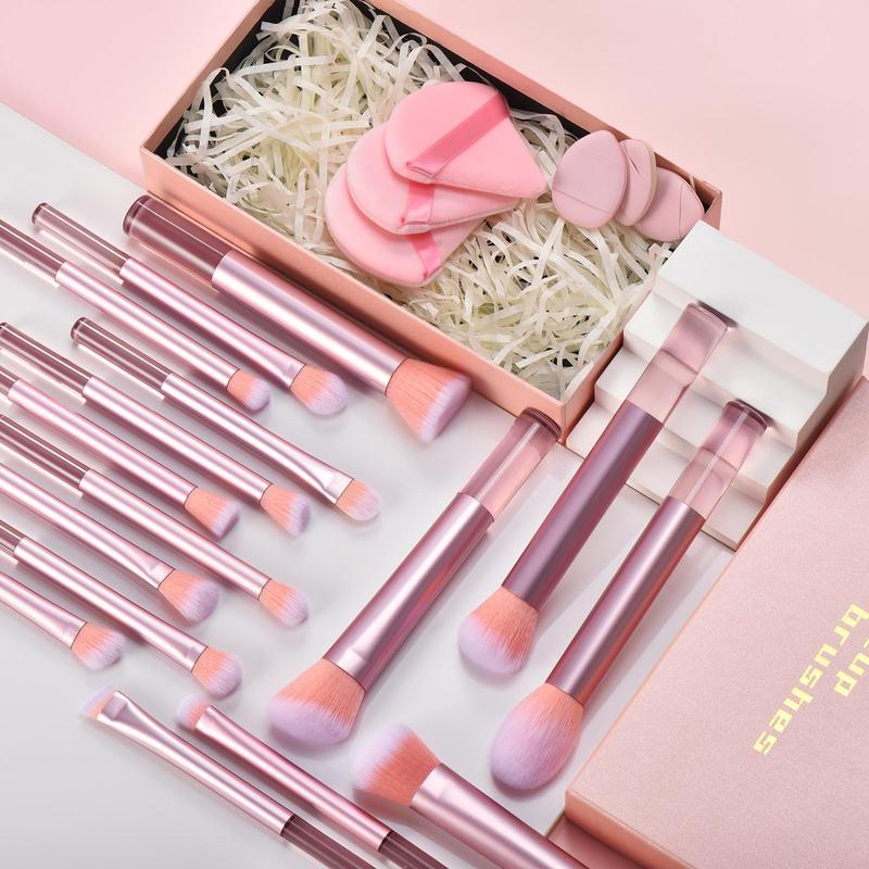 Makeup Brush & Puff Set with Storage Box, 19 22pcs set Multifunctional Makeup Brushes with Soft Bristles, Professional Makeup Tools for Women, Christmas Gift