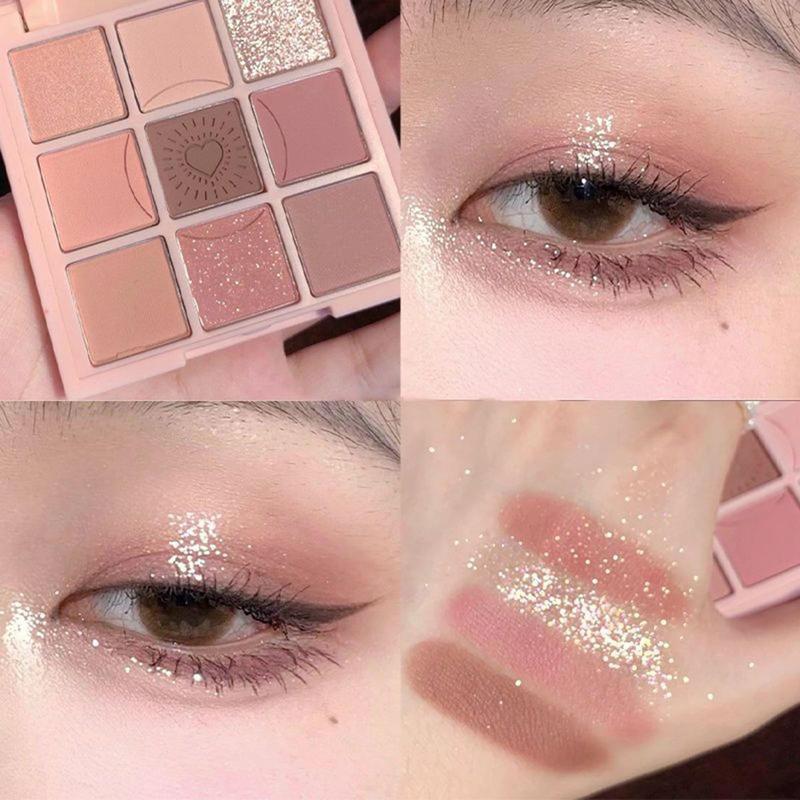 9 Color Eyeshadow Palette, Matte and Glitter Eye Shadows Palette, Long Lasting Shimmer Blendable Eyeshadow Powder for All Styles and Occasions