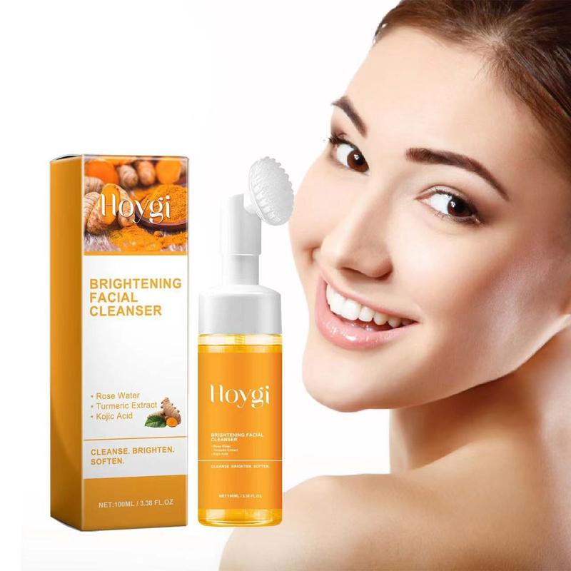 NEW - Hoygi Turmeric + Kojic Acid Foaming Facial Cleanser + Silicone Brush Cleansing Skincare