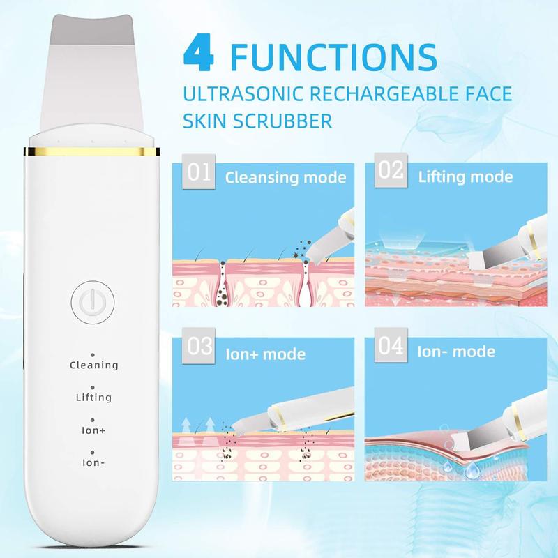 USB Rechargeable Ultrasonic Facial Cleansing Device, High Frequency Vibration Massage Facial Cleanser, Professional Facial Skin Care Tool for Women