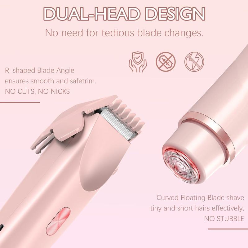 2 in 1 Electric Painless Hair Removal Razor, Hair Removal Tool, 1 Box Waterproof Body Hair Remover for Face & Lower Legs, Cordless Bikini Trimmer with Detachable Head, Christmas & Winter Gift