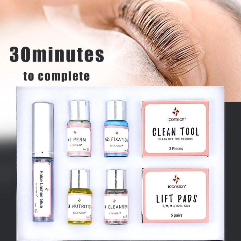 Eyelash Perm Kit, 1 Set Eyelash Lifting Kit, Professional Eyelash Perming & Tinting Kit, Eye Makeup Kit for Women & Girls