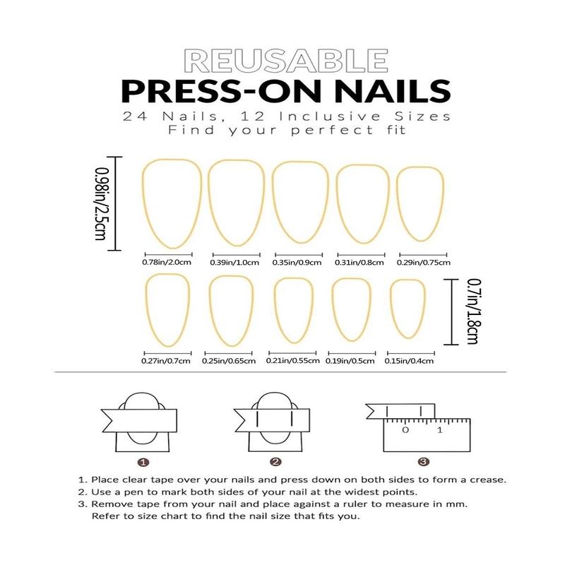 Solid Color Press on Nails Kit for Christmas Gift, 24pcs set French Style Almond Fake Nails with Nail File & Tape, Removable Nail Art Artificial Full Cover for Women