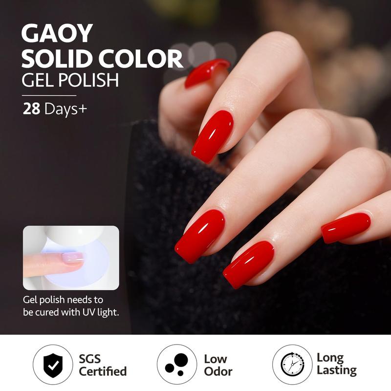 GAOY Red Gel Nail Polish Set, 8 Colors Burgundy Scarlet Carmine Dark Glitter Red Soak Off Gel Polish Kit for Salon and Nail Art DIY at Home