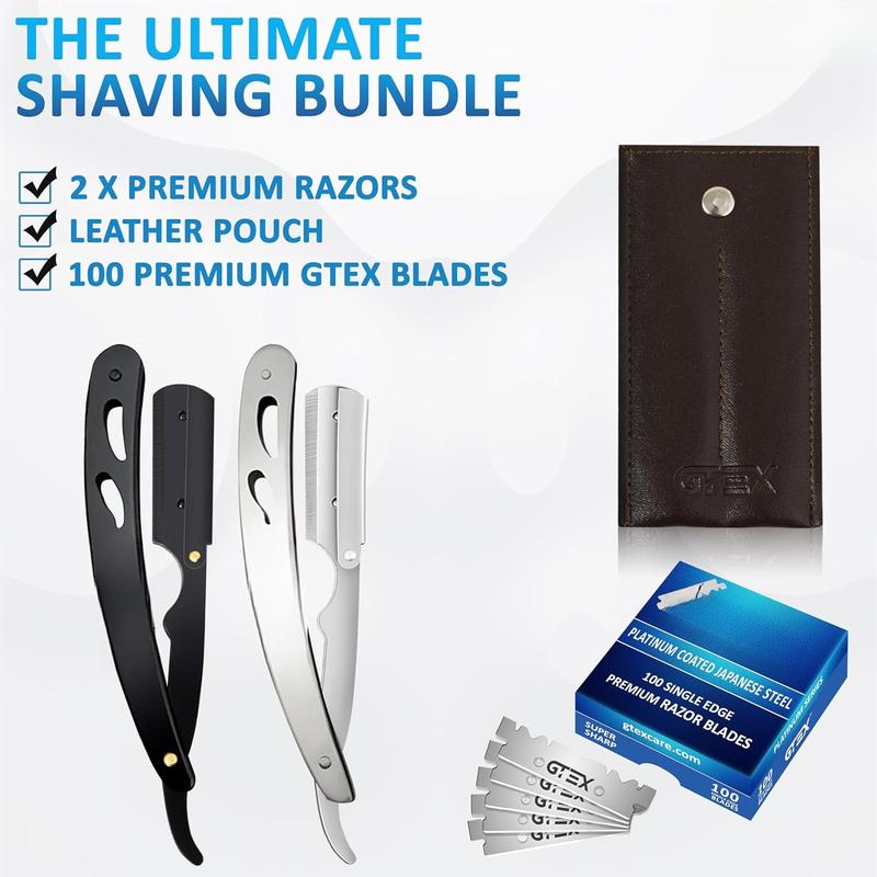 Straight Razors For Men 100  Barber  - 2 Professional Straight Razor Single  Razors for Men Navajas Para Barbero Straight Edge Razor Barber Beard Razor Shavette Shaving Razor Kit