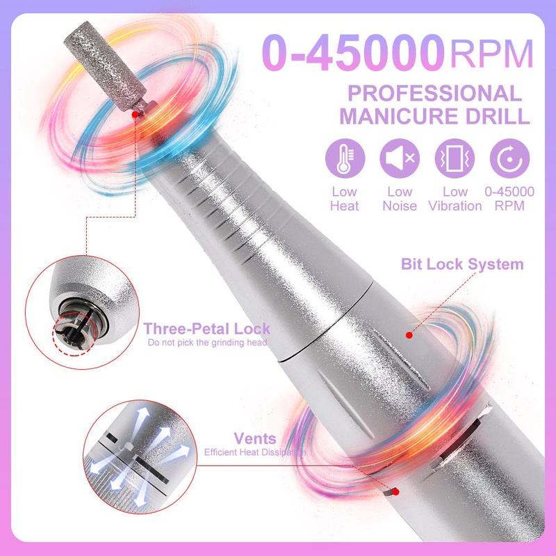 Portable Electric Nail Drill, 1 Box 45000RPM Electric Nail File, Professional Nail Drill for Acrylic Nails, Manicure & Pedicure Supplies for Home DIY Salon Use