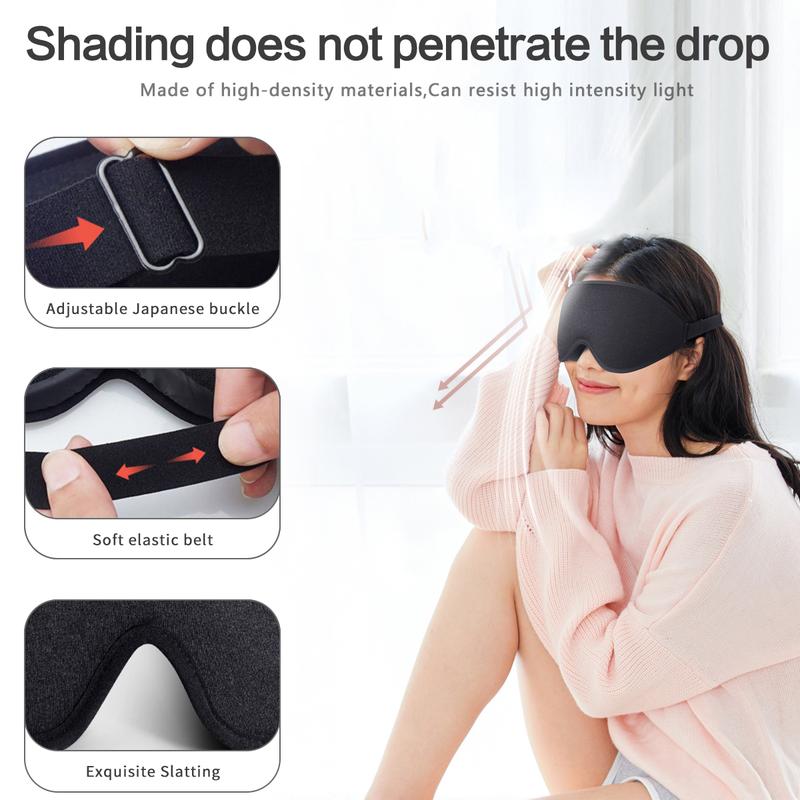 Sleep Mask, Women Men 3D Blocking Lights Sleeping Mask, Pressure Relief Night Sleep Eye Mask with Adjustable Strap, Eye Cover Blindfold for Travel Nap Yoga, Black