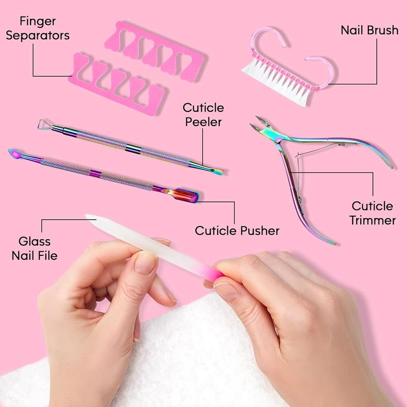 Cuticle Remover Kit - Cuticle Remover Cream & Cuticle Oil, Rose Flavor Cuticle Care Kit with Cuticle Trimmer Cuticle Pusher Cuticle Nipper for Manicure, Removedor de Cuticula for  Care