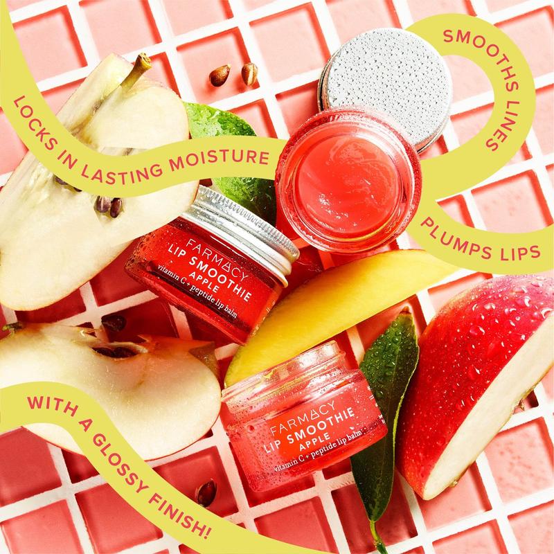 Farmacy Lip Smoothie Peptide Lip Balm - Lip Moisturizer & Plumper with Vitamin C - Apple Scented with High Gloss Finish