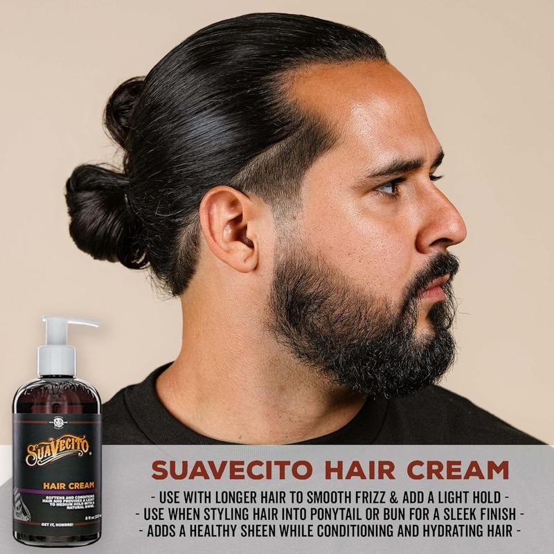 Suavecito Hair Cream 8 oz Pump Bottle Medium Shine All Day Light Hold Brush Gel Haircare Color Daily Frizz Lightweight Pack Pomade Smoothing