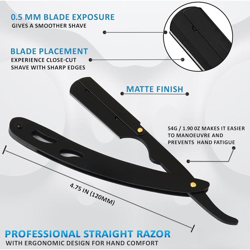 Straight Razors For Men 100  Barber  - 2 Professional Straight Razor Single  Razors for Men Navajas Para Barbero Straight Edge Razor Barber Beard Razor Shavette Shaving Razor Kit