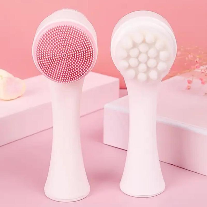 Double-sided Facial Cleansing Tool Set, 5 Counts set Including Headband and Wristbands & Face Detail Cleansing Brush, Manual Massage Brush