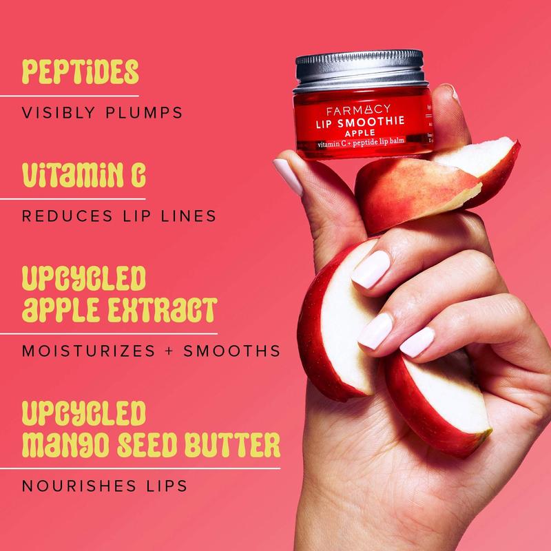 Farmacy Lip Smoothie Peptide Lip Balm - Lip Moisturizer & Plumper with Vitamin C - Apple Scented with High Gloss Finish