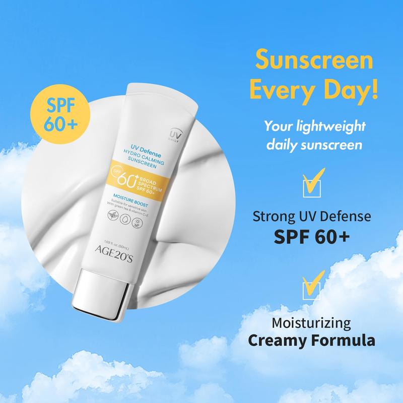 [Official Age20 Partner] (OTC) UV DEFENSE HYDRO CALMING SUNSCREEN 50ML&TWIN PACK(50ML*2), Daily UV Shield, Moisturizing Sun Care, All-Day Sun Protection