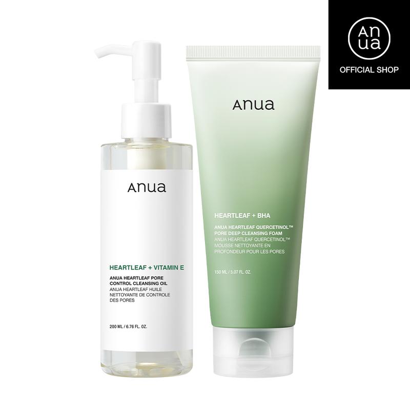 [Anua Official Shop] Double Cleanser Duo for Facial Cleansing Foam Korean | Foaming Deep Pore Face Wash, Facial cleanser, Facial wash