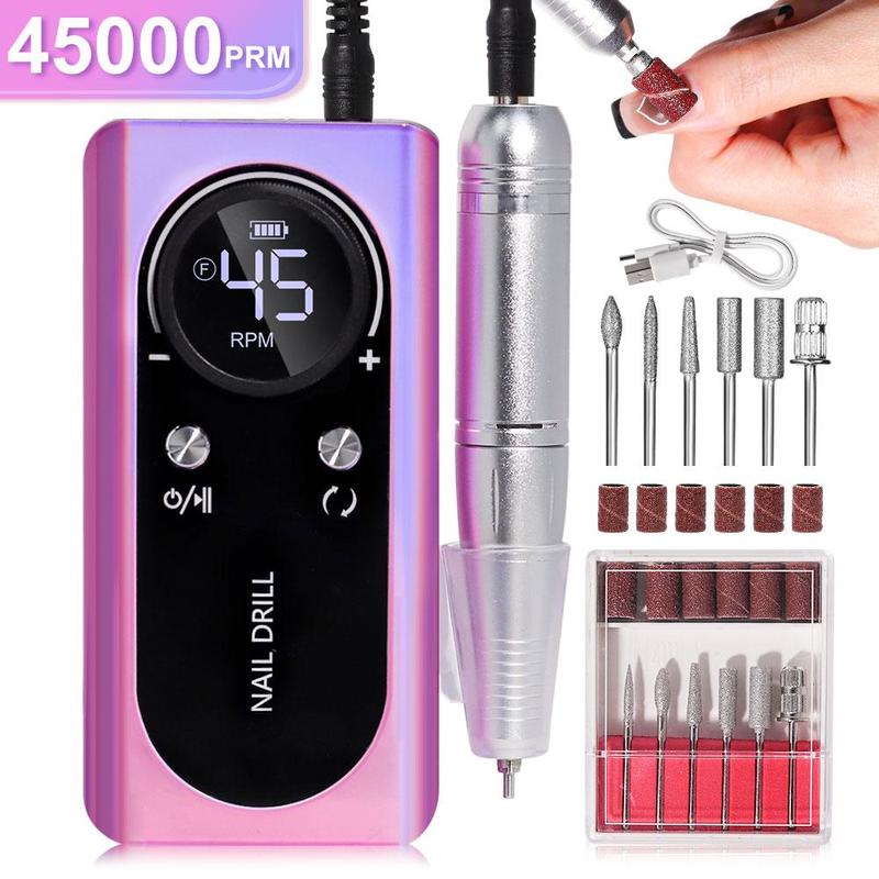 Portable Electric Nail Drill, 1 Box 45000RPM Electric Nail File, Professional Nail Drill for Acrylic Nails, Manicure & Pedicure Supplies for Home DIY Salon Use