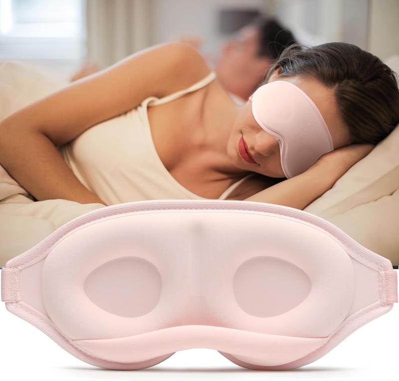 Sleep Mask for Women Men,Breathable Eye Mask with Adjustable Strap,3D Contoured Cup Light Blocking Sleep Masks,Blackout Eye Covers for Sleeping Traveling Yoga Nap Pink