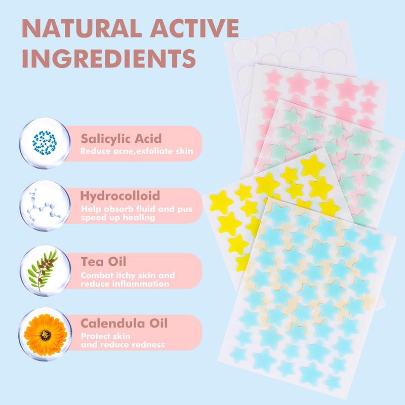 Hecmoks Clear Complexion Essentials: Salicylic Acid & Tea Tree Infused Pimple Patches - Star-Shaped Healing Stickers for Flawless Skin  Acne Skincare