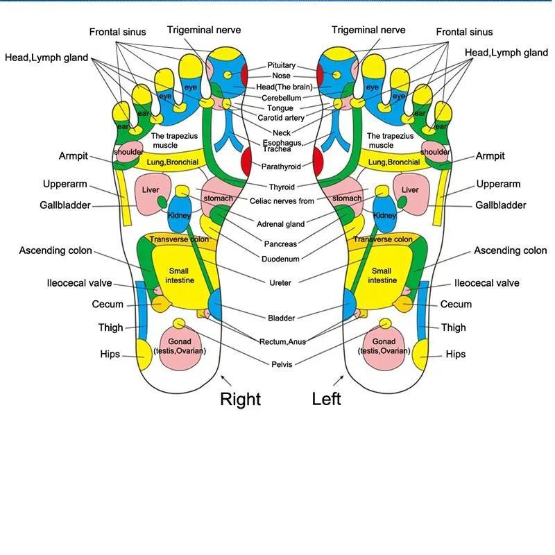 Colorful Stone Body Care & Foot Massage Mat,  Portable Comfort Foot Massage Mat, Foot Massage Tool, Foot Massage Board with Diagram