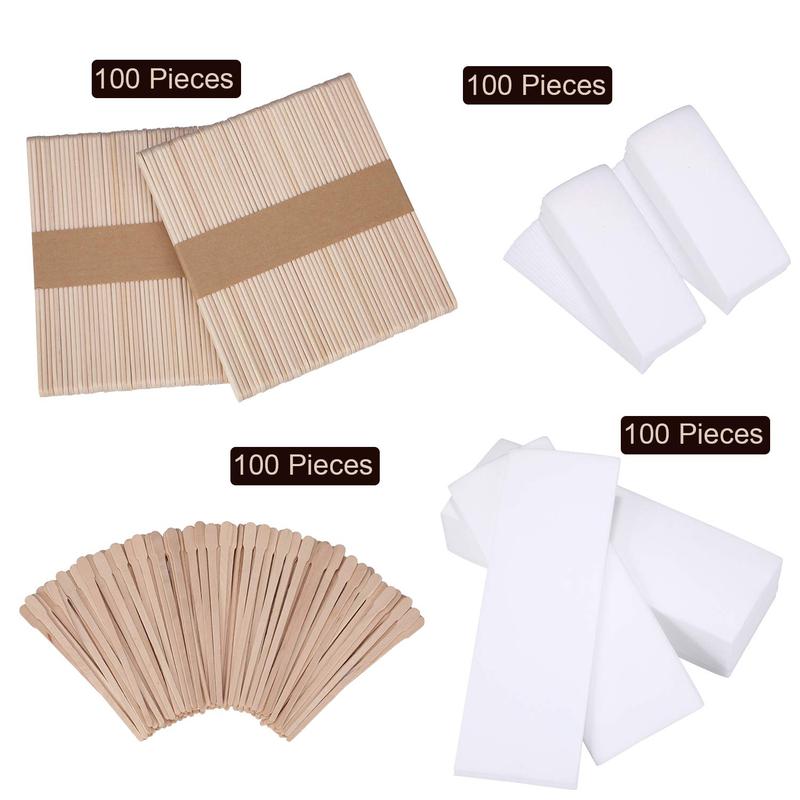 Wax Strips Sticks Kit (400pcs), Non-woven Waxing Strips Hair Removal Strip with Wax Applicator Stick for Body Skin Facial Hair Removal Tools, Hair Removal Products