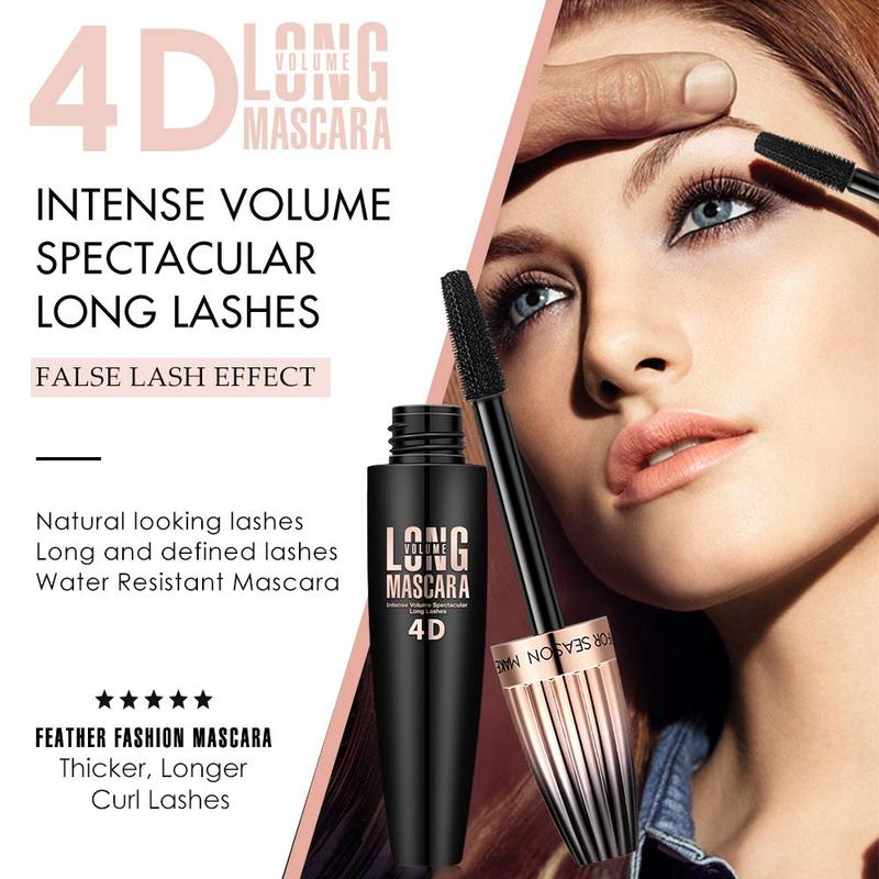 4D Silk Fiber Lash Mascara, Waterproof Long Lasting Mascara Black Volume and Length Natural, Exquisitely Full, Lengthening Thickening Softer Fuller Lashes Amplify Smudge-Proof Eyelash Mascara,1 Pack