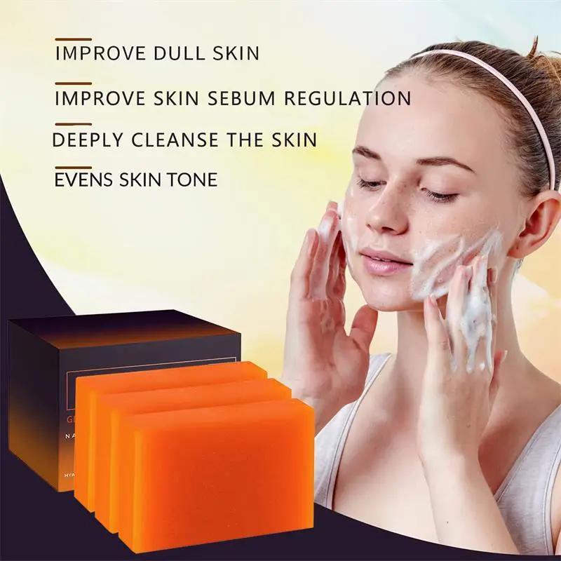 Kojic Acid Soap Bar, 1 Box Soap Bars Vitamin C, Retinol, Collagen, Turmeric, Vitamin E, Shea Butter, Reducing the Look of Dark Spots, for Women and Men