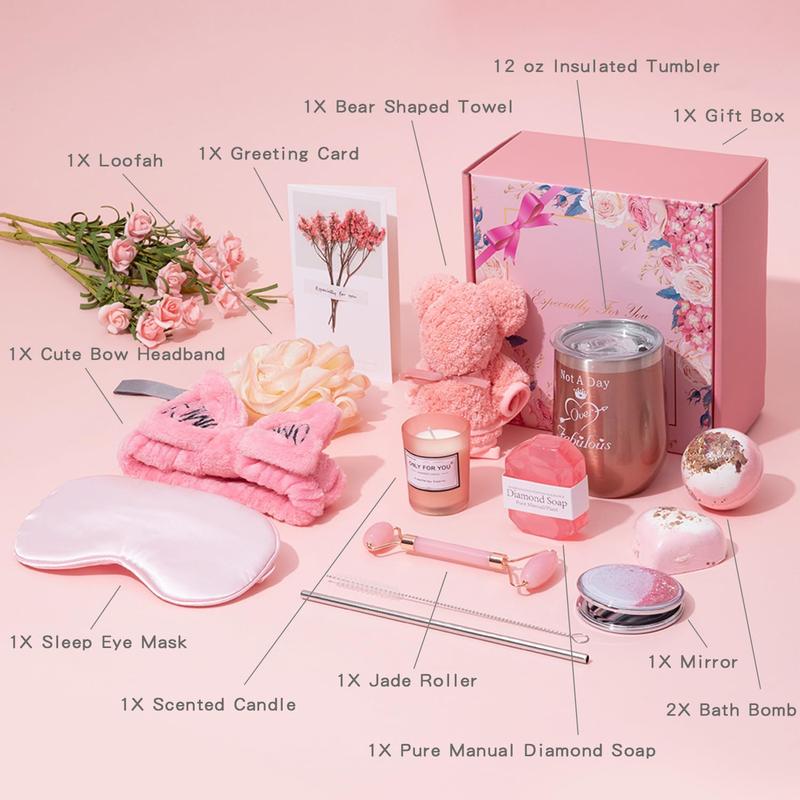 Birthday Gifts for Women,Gifts Basket for Women Rose Bath Relaxing Gift Set Self Care Package Female Birthday Gift Ideas Box for Girlfriend Sister Best Friend Wife Bestie Birthday Presents