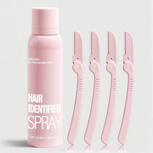 Hair Identifier Spray - Precision Facial Razor Set for Smooth Skin(120ml, aluminum can), Enhanced Visibility, and Skincare Absorption - Non-Comedogenic, Natural Ingredients Hair Removal Body Care