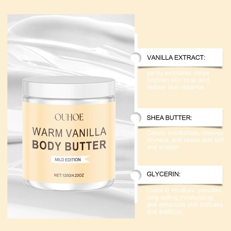 Vanilla Body Body Butter, 1 Box 2 Boxes Gentle Exfoliating Body Scrub Cream, Deep Cleansing & Nourishing Body Care Product for Women & Men