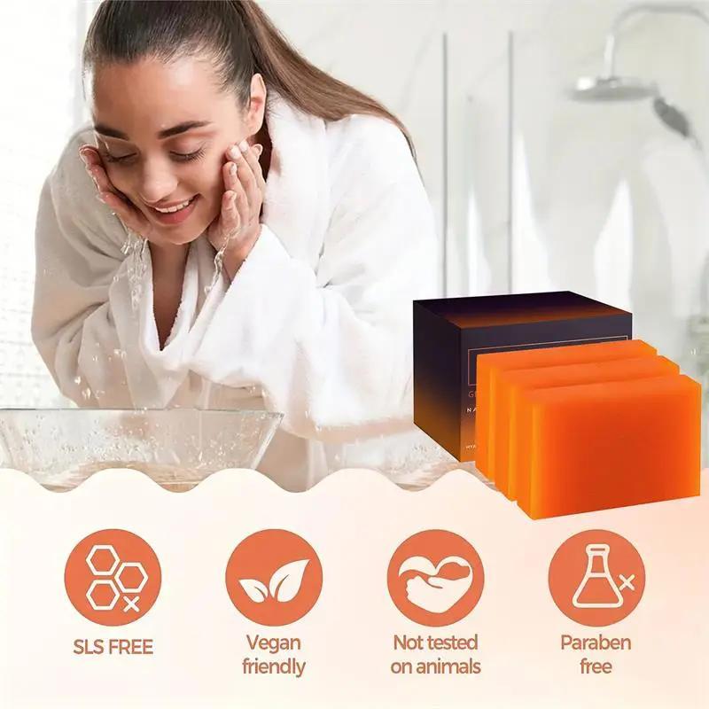 Kojic Acid Soap Bar, 1 Box Soap Bars Vitamin C, Retinol, Collagen, Turmeric, Vitamin E, Shea Butter, Reducing the Look of Dark Spots, for Women and Men