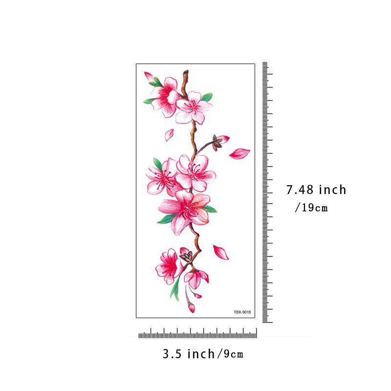 Floral Pattern Temporary Tattoo Sticker, 5pcs Waterproof Long Lasting Fake Tattoo Sticker, Body Art Sticker for Women & Men