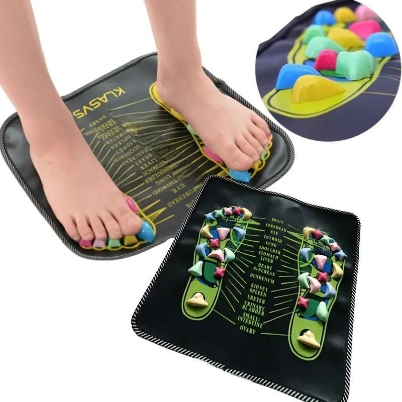 Colorful Stone Body Care & Foot Massage Mat,  Portable Comfort Foot Massage Mat, Foot Massage Tool, Foot Massage Board with Diagram