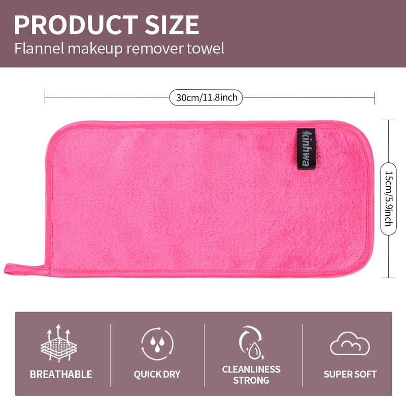 Reusable Makeup Remover Towel, 7 Counts Soft Microfiber Makeup Remover Cloth, Breathable Facial Cleansing Tool for Women & Girls