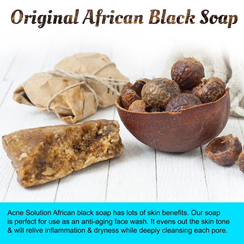 It's Pure Natural African Black Soap Bars with Acne Solution (Pack of 3) Organic Raw Soap for Face & Body Body Care Body Wash